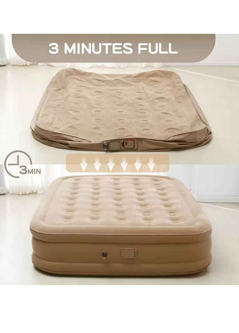 Матрас надувной одноместный со встроенным насосом 190х100х40 см Бежевый No Brand (364549966)