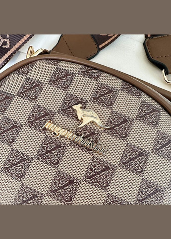 Сумка напівкругла на плече з екошкіри з металевою фурнітурою клітинка світло-коричнева (sku_1751СК) No Brand (330575854)