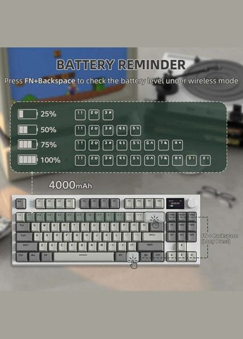 Беспроводная механическая Клавиатура + наклейки укр раскладки, Bluetooth/2,4g с дисплеем и кнопкой громкости ATTACK SHARK K86 (332663270)