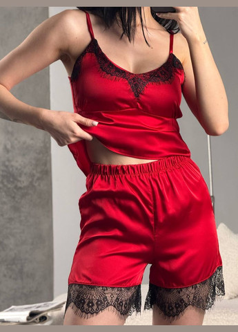 Красная всесезон женская пижама майка + шорты No Brand