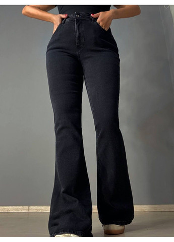 Джинси жіночі 7032 кльош від коліна висока посадка стрейчеві чорні Sherocco - (373281062)