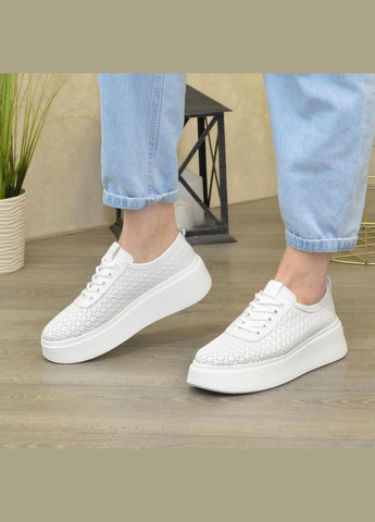 Кросовки шкіряні жіночі на шнуровці. Колір білий. 36-41 розмір Vasha para білі демісезони (303931726)