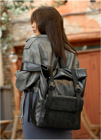 Рюкзак ролл унисекс RollTop Milton принт крокодила с клапаном Sambag (302519341)