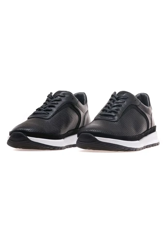 Черные летние кроссовки мужские 542-1/black lthr Ikos