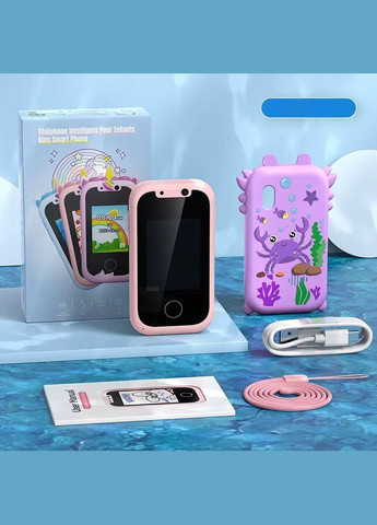 Интерактивный детский мобильный телефон Краб с играми и фиолетовой камерой (500) No Brand (338222922)