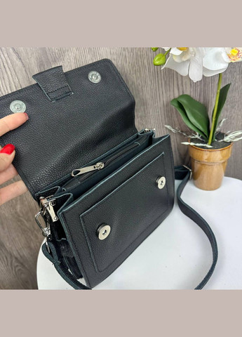 Шкіряна міні сумочка клатч на плече з тисненням чорна (sku_1695) No Brand (330576504)