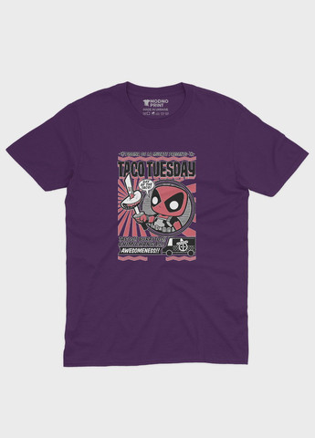 Фіолетова демісезонна футболка для дівчинки з принтом антигероя - дедпул (ts001-1-dby-006-015-011-g) Modno