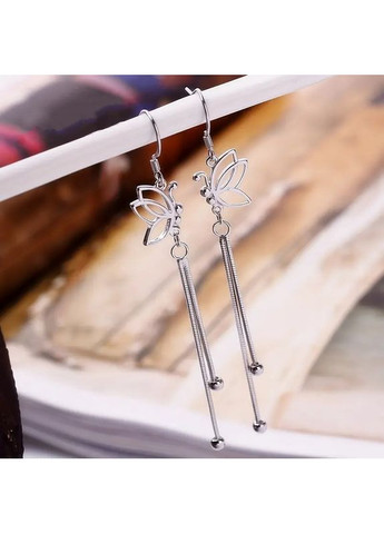 Сережки-гачки сріблясті жіночі Підвіски метелики 6 см LuxAurum356 Liresmina Jewelry (348781656)