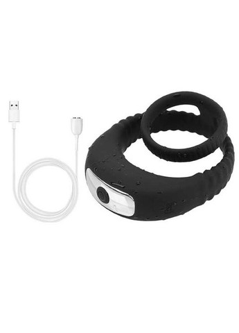 Тройное виброкольцо на пенис и мошонку USB Черный K000727 No Brand (366887897)