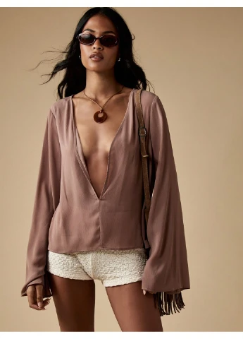 Коричневая блуза SHEIN
