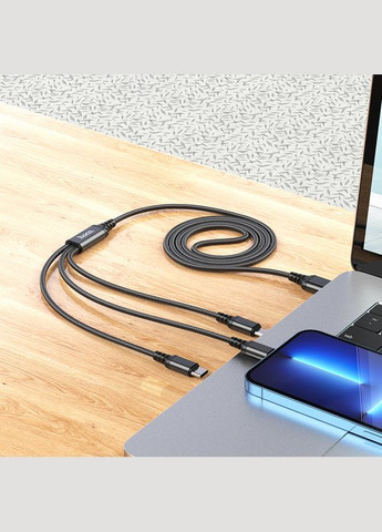 Кабель 3в1 Lightning/Micro-USB/Type-C 3-in-1 Combo X76 |1 м| Чорний Hoco (337350767)