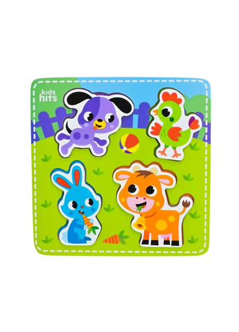 Іграшка розвивальна пазл-вкладка хатні тварини дерев'яна Kids Hits KH20/034 No Brand (362434718)