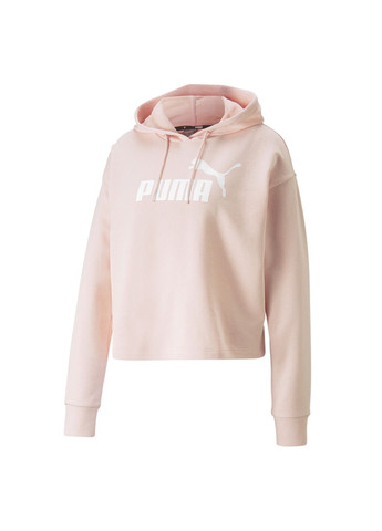 Толстовка Essentials Logo Cropped Women's Hoodie Puma - крой однотонный розовый спортивный хлопок, полиэстер - (278230498)