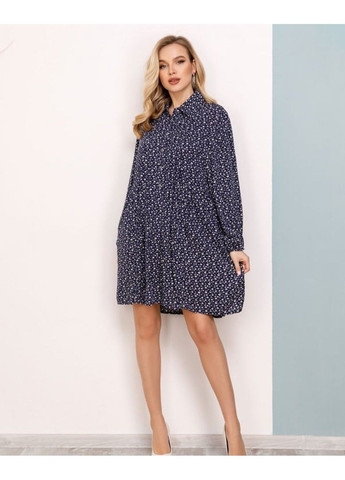 Синее повседневный платье sa-150 s темно-синий ISSA PLUS