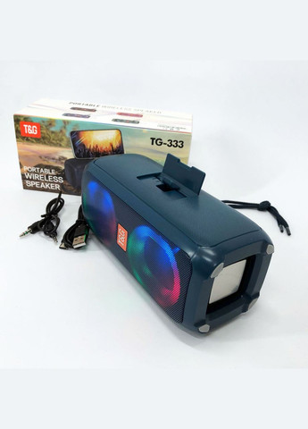 Портативная колонка TG333 2x5W с RGB-подсветкой, громкая блютуз-колонка. Цвет: синий T&G (359429529)