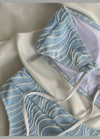 Светло-голубой летний яркий топ бандо с высокой посадкой раздельный, бандо Vakko