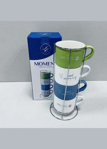 Набір чашок порцелянових на металевій підставці 4 шт 345 мл Limited Edititon Moment B248-T2330 Limited Edition (315780130)