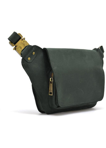 Чоловіча шкіряна сумка на пояс бананка через плече для телефону та документів середня Зелений 38402 TARWA (352165945)