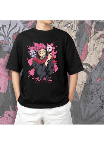 Чорна футболка з принтом магічна битва - сукуна 2 No Brand