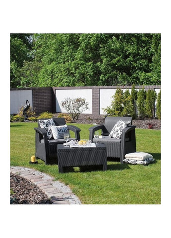 Комплект садових меблів Corfu II Weekend Set 2 крісла + 1 стіл графіт 223250 Keter (317308448)