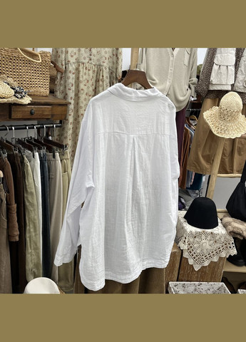 Белая спортивная, классическая, повседневный, кэжуал рубашка однотонная No Brand с длинным рукавом