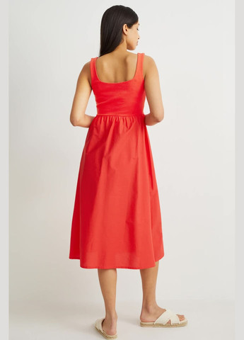 Червона кежуал сукня з бавовни C&A однотонна