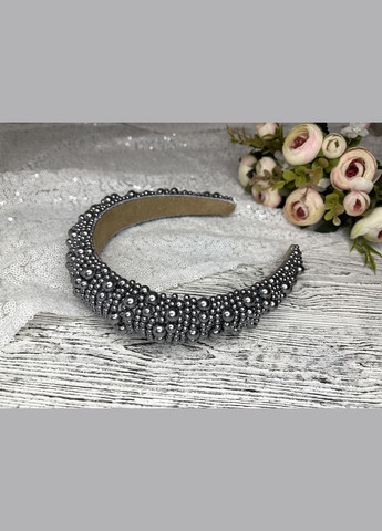 Жіночий обруч для волосся об'ємний з плетінням з намистин Hand Made (330619068)