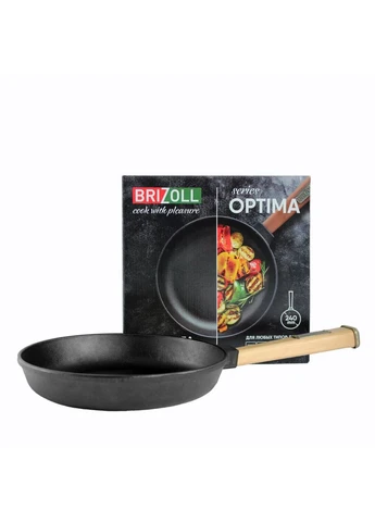 Сковорода чавунна з дерев'яною ручкою Optima 24 см (O2440-P) Brizoll (334004986)