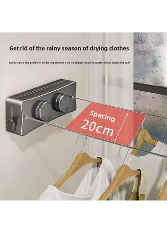 Сушилка для белья настенная веревка/трос двойная с фиксатором 5м AC2505D4 No Brand (358497476)