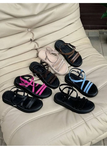 Голубые стильные босоножки No Brand
