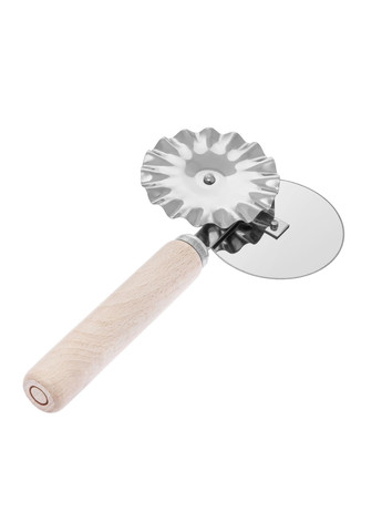 Багатофункціональний з'єднувальний ніж 2 в 1 для піци та тіста з роликом та дерев'яною ручкою 17.5 см Kitchette (315690918)