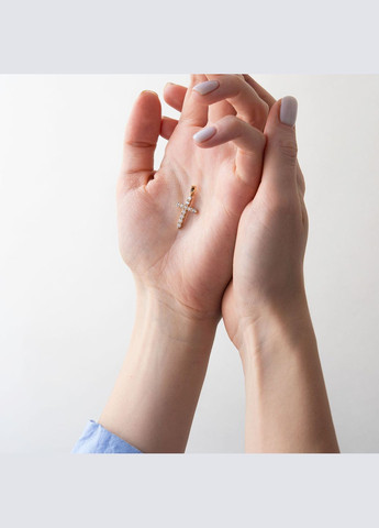 Золотой крестик с белыми фианитами п03566 Oniks (289355421)