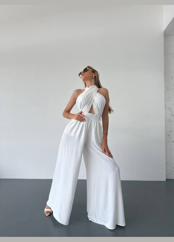 Жіночий комбінезон Креп No Brand молочний