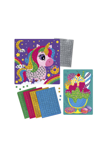 Набір для творчості зі блискучою мозаїкою «Єдиноріг та морозиво» колір різнокольоровий CB-00275759 Vladi toys (325812332)