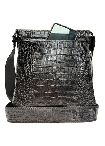 Сумка барсетка чоловіча із натуральної шкіри чорна під крокодил (Д/Ш/В) 23/6/26(см) Karya (336377839)