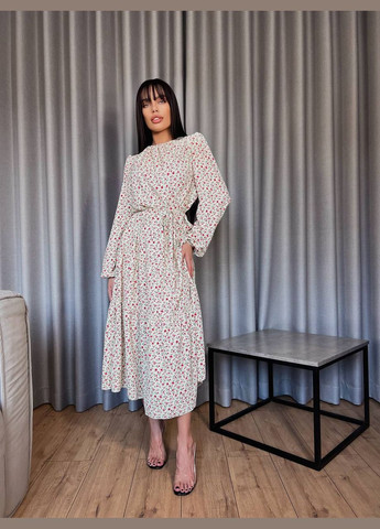 Молочна святковий жіноча сукня FINO Mode з квітковим принтом