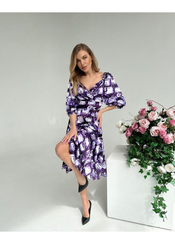 Лавандова елегантна сукня атлас шовк 22023 фіолетова Tanita-Romario