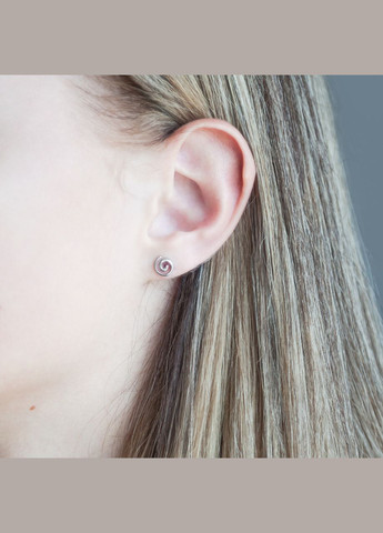 Срібні сережки пусети Спіралі без камінців Каштан (342335366)