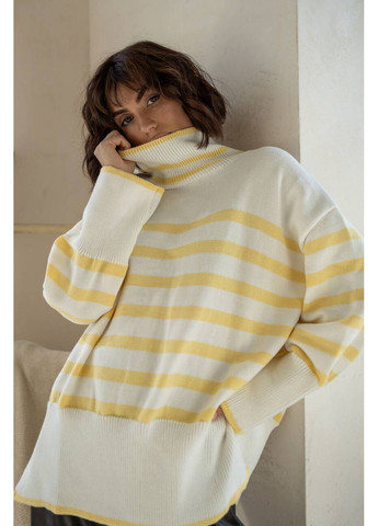 Желтый демисезонный женский хлопковый свитер в полоску (mil506) milirud