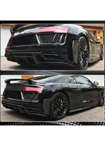 Спліттери заднього бампера V2 (2015-2020, Карбон) для Ауді Р8 2015+ рр Audi (392729763)