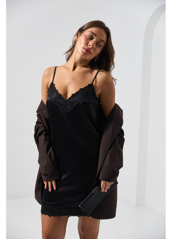 Чорна сліп дрес короткий з мереживом чорний Bessa