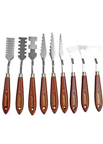 Набір професійних художніх мастихінів зі сталі 9 штук Worison (322635095)