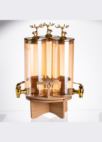 Лимонадница стеклянная 3в1 на подставке с золотыми кранами 5.5 л HP-34-28 Yiwu (337026845)