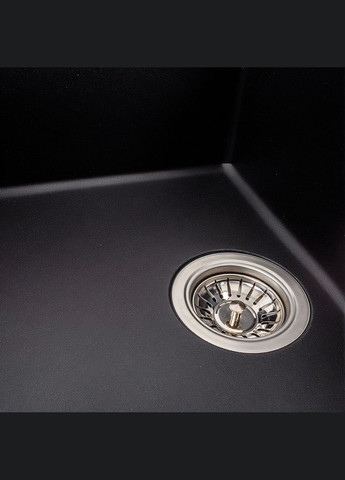 Гранітна мийка для кухні 6550 LOTOS матова чорна Platinum (269793010)