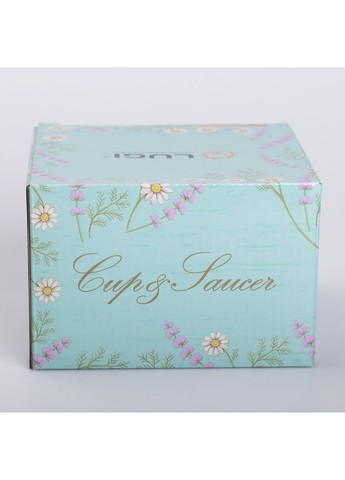 Керамическая чашка для чая и кофе с блюдцем, с цветочным принтом 250 (мл) Бирюзовая Liling Rongxiang Ceramic (360454825)