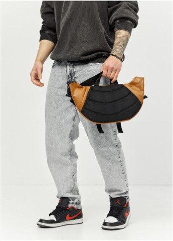 Большая мужская поясная сумка бананка из натуральной кожи Коричневая (1008038721) Sambag (361244588)