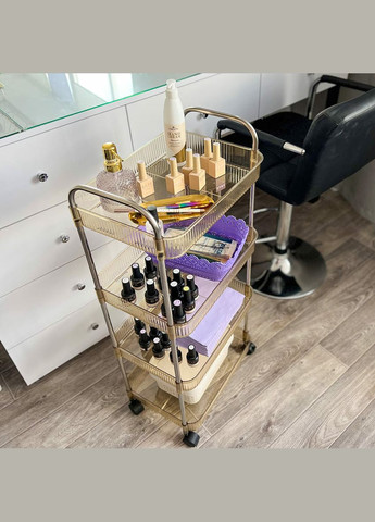 Етажерка мобільна чотириярусна універсальна з акрилу та металу 40х28,5х95см Бежева SW-00002112 Sticker Wall (326812154)