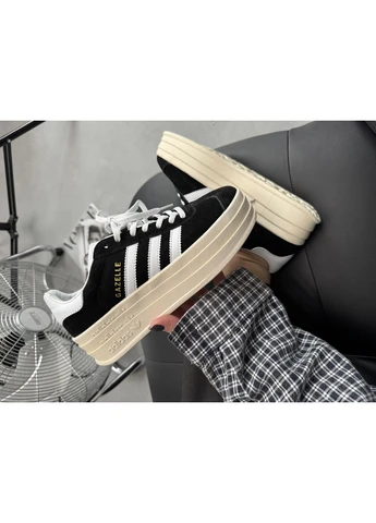 Білі кросівки чоловічі adidas gazelle bold black/white адідас газель білі демісезон No Brand