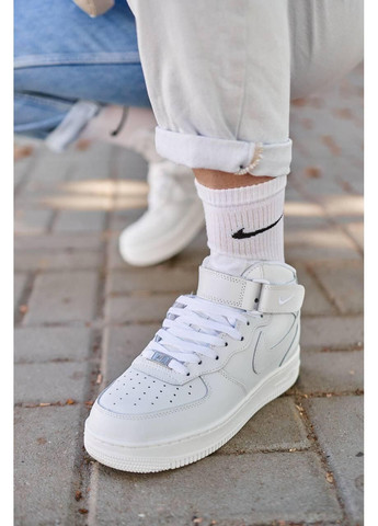 Белые зимние кроссовки мужские nike air force mid winter white найк аир форс 1 премиум No Brand