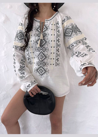 Молочная женская сорочка с вышивкой Delvinss свободная хлопок (322457910)